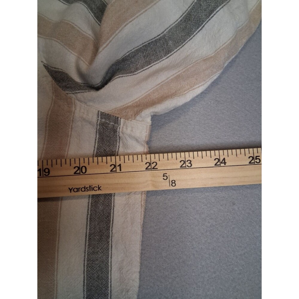 Tahari Linen Blend Striped Button Front Tunic Blouse Women's Sz L Beige Gray Tan - Picture 7 of 9